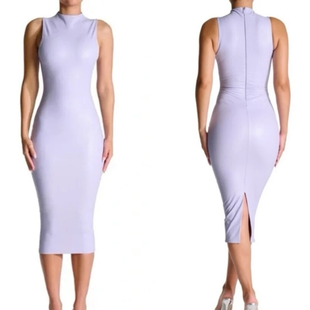 naked wardrobe purple dress Naked Wardrobe Smooth Maxi Dress in Purple